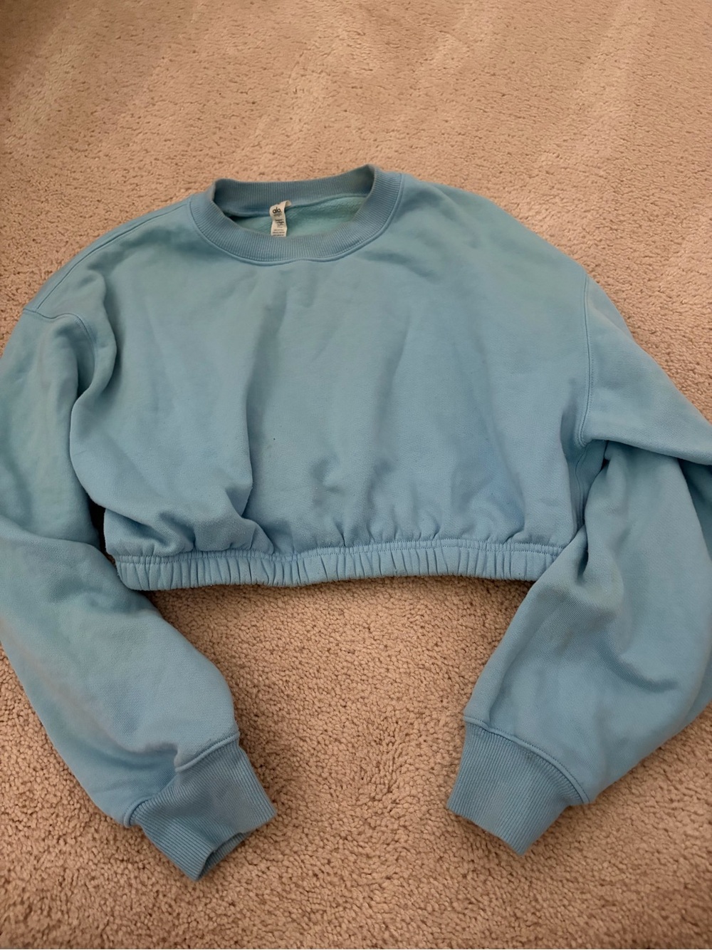 Light Blue Alo Cropped Crewneck Sweatshirt - Women's Top